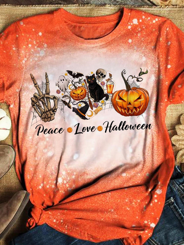 Peace Love Halloween Crew Neck T-shirt