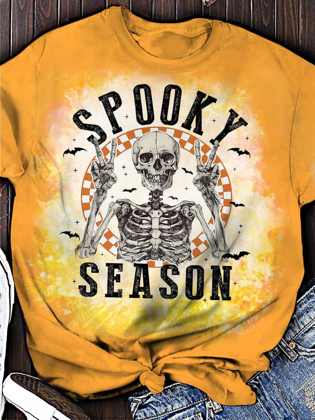 Women's Halloween Spooky Season Crew Neck T-shirt