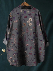 Elegant And Simple Small Florals Print Cotton And Linen Shirt