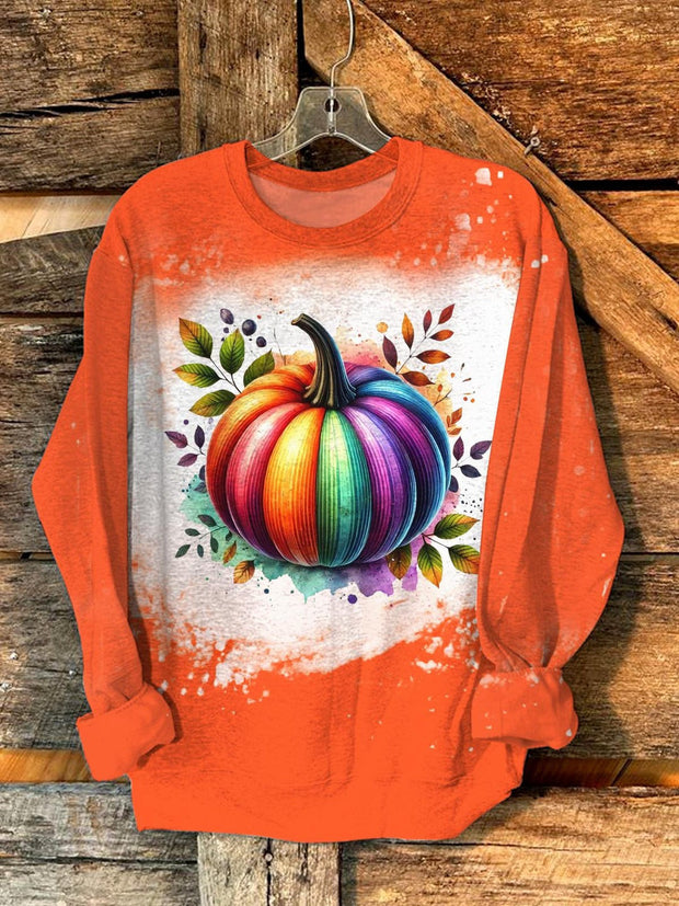 Multicolored Bright Pumpkin Tie Dye Sweatshirt