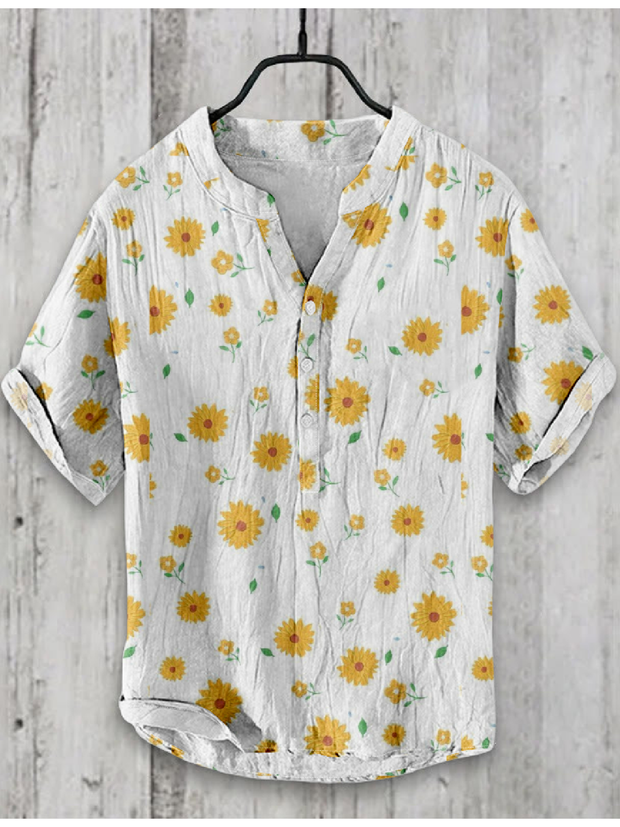 Floral Japanese Art Linen Blend Shirt