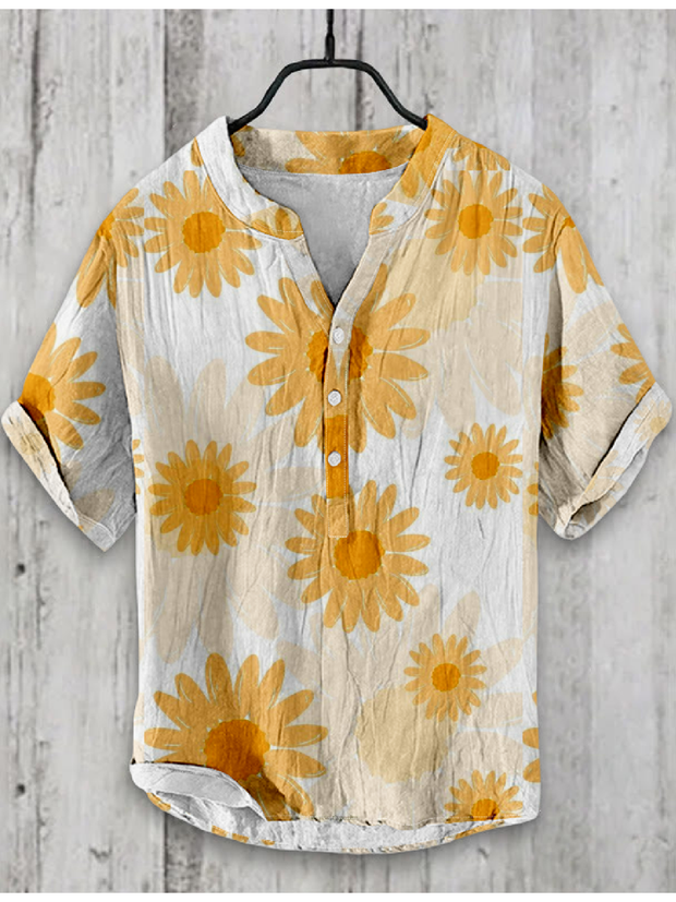 Floral Japanese Art Linen Blend Shirt