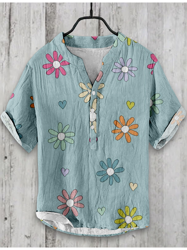 Floral Japanese Art Linen Blend Shirt