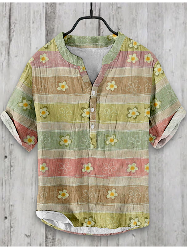 Floral Japanese Art Linen Blend Shirt