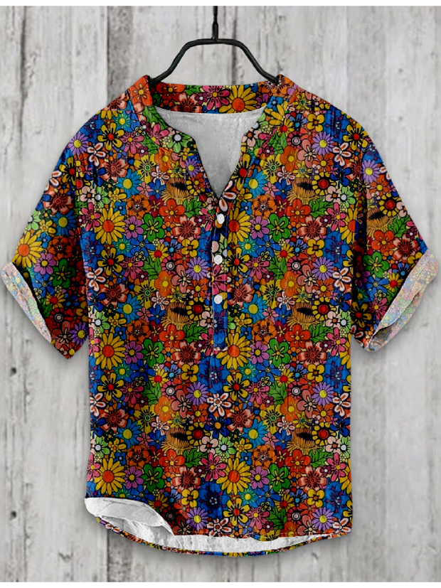 Floral Japanese Art Linen Blend Shirt