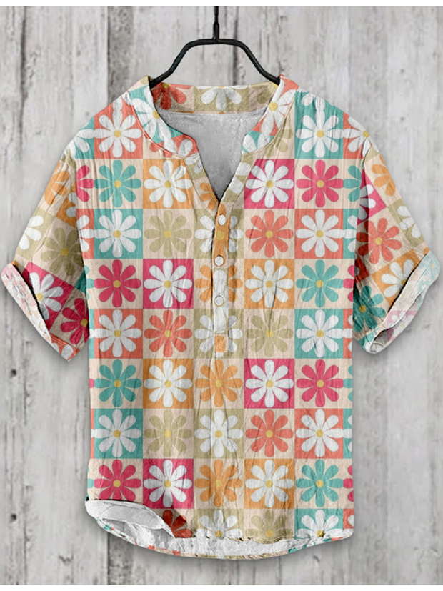 Floral Japanese Art Linen Blend Shirt