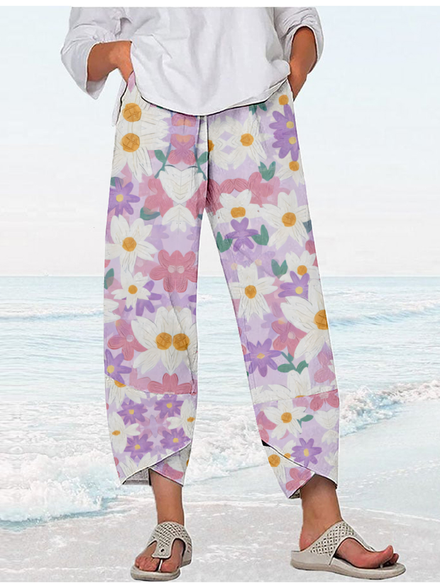 Japanese Art Floral Casual Pants