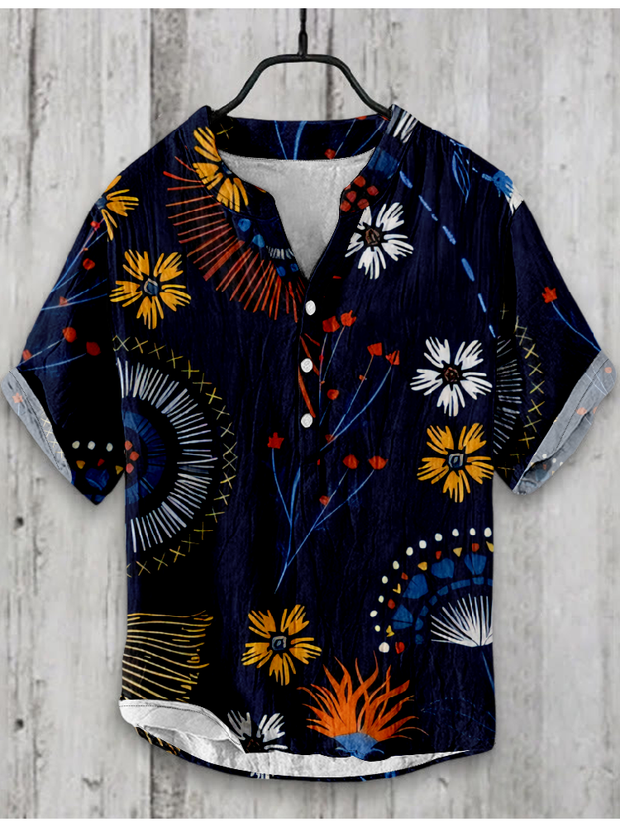 Floral Abstract Print Japanese Art Shirt