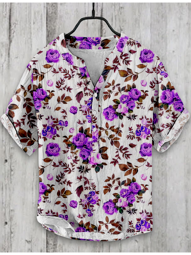 Purple Floral Japanese Art Shirt