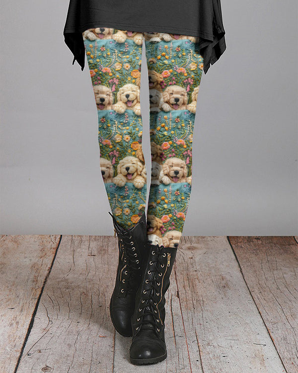 Floral Dog Print Casual Leggings