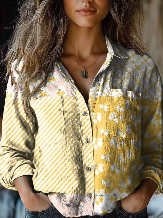 Women's Vintage Bohemian Floral Print Casual Western Shirt