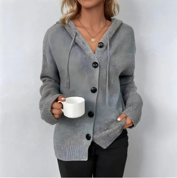 Solid Color V-neck Knitted Cardigan Jacket