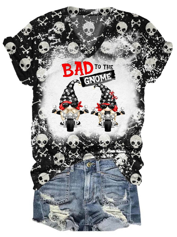 Bad To The Gnome Tie Dye V Neck T-shirt