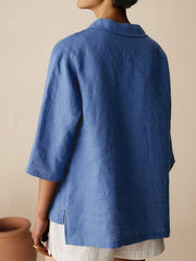 Women's Casual Linen Cotton 3/4 Sleeve Shirt