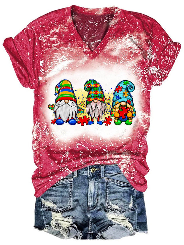 Women's Tie Dye Gnome Autism T-Shirt