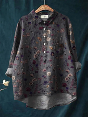 Elegant And Simple Small Florals Print Cotton And Linen Shirt