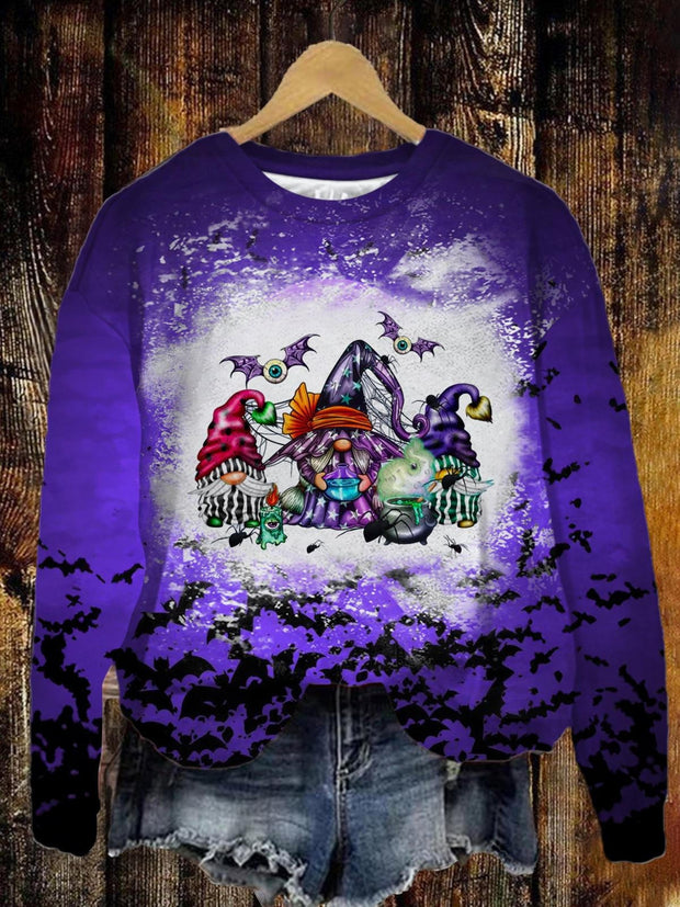 Creepy Bat Gnomes Tie Dye Long Sleeve Top