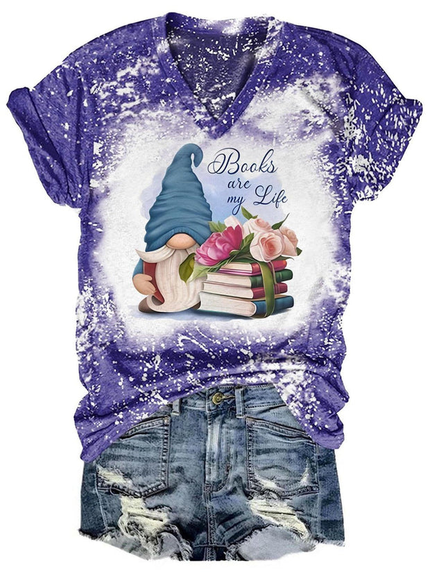 Book Are My Life Tie Dye V Neck T-Shirt