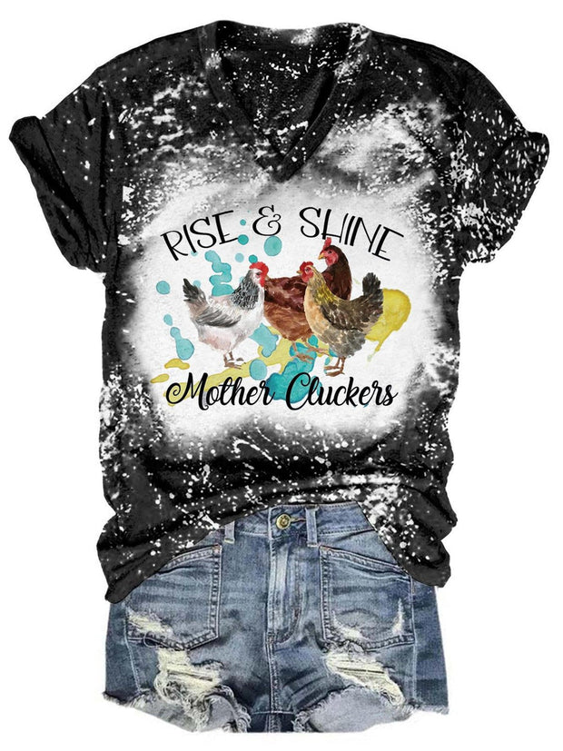 Rise & Shine Tie Dye V Neck T-Shirt