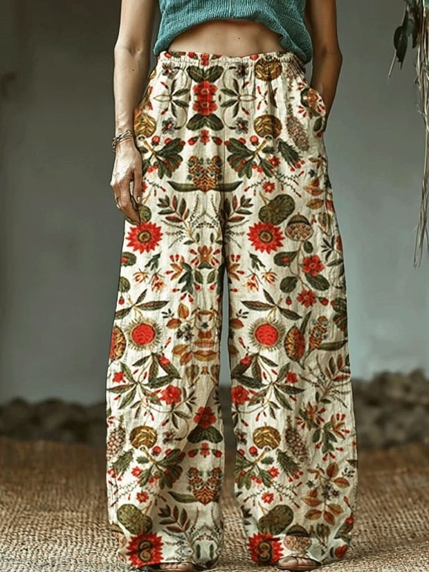 Women's Vintage Floral Print Pants