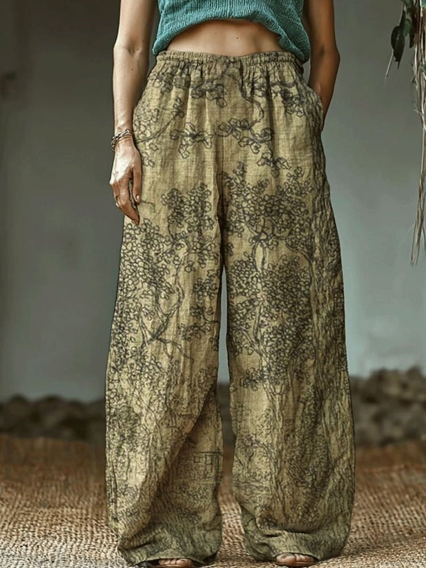 Retro Printed Casual Pants