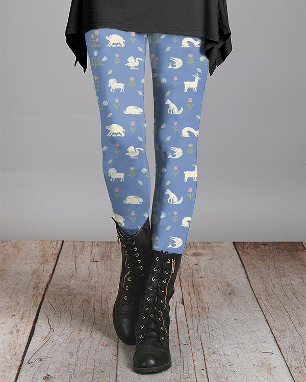 Forest Elk Print Casual Leggings