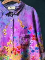 Women's Colorful Small Flower Print Shirt