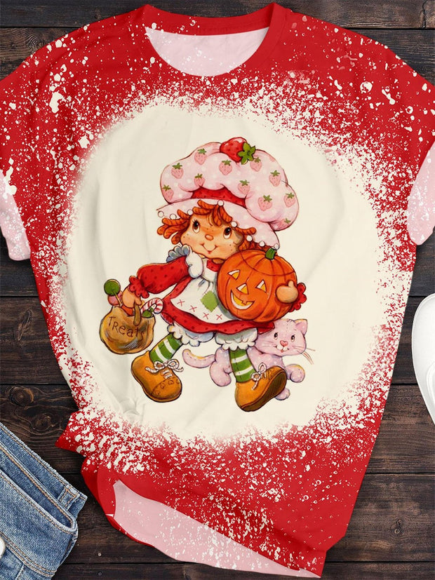 Strawberry Shortcake Pumpkin Crew Neck T-shirt