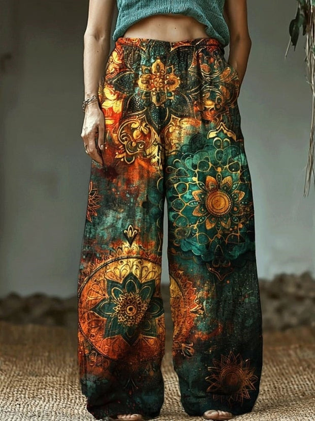 Women's Mandala Floral Print Casual Pants