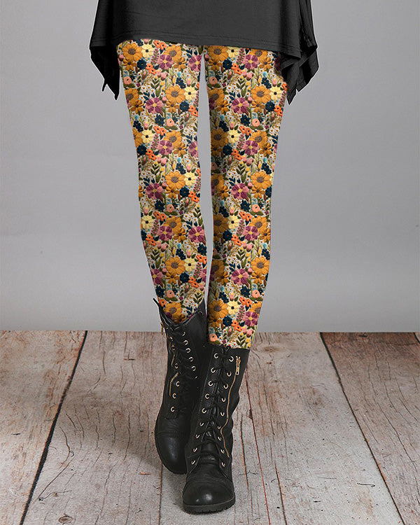 Floral Print Casual Leggings