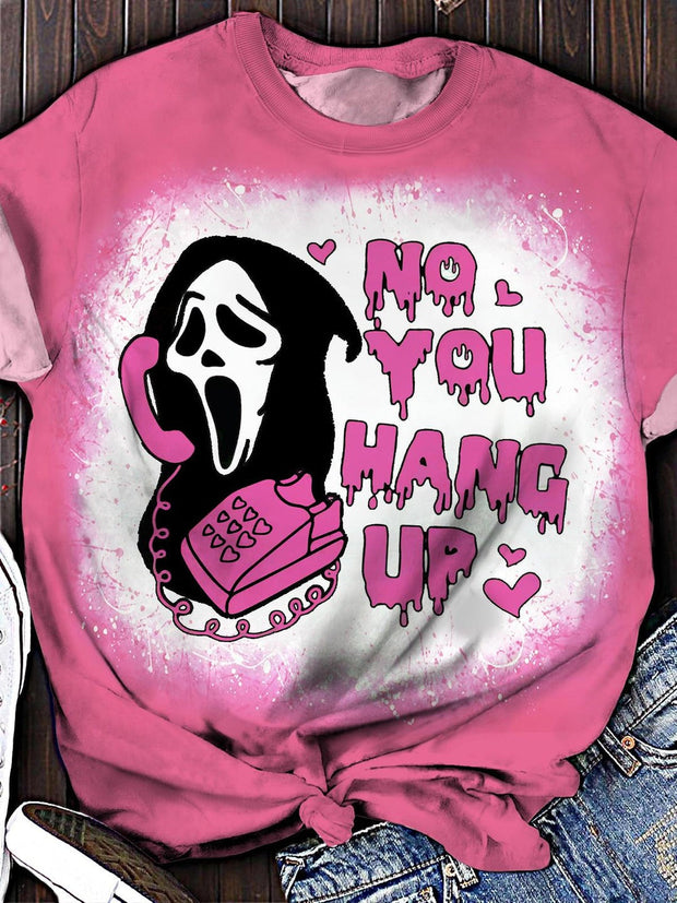 Womens Halloween Movie Fun Horror Scream Crew Neck T-shirt