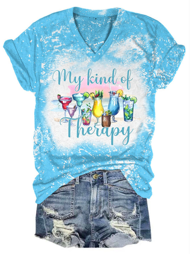 My Kind of Therapy Print V-Neck Tee