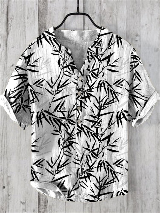 Bamboo Japanese Art Linen Blend Shirt