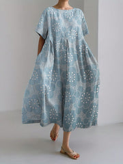 Cherry Blossom Japanese Pattern Linen Blend Maxi Dress