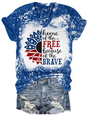 Home Of Free Because Of The Brave Sunflower Tie Dye V Neck T-shirt