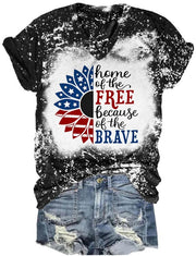 Home Of Free Because Of The Brave Sunflower Tie Dye V Neck T-shirt