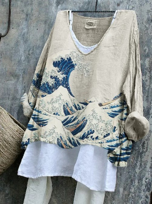 The Great Wave off Kanagawa Flowy Tunic