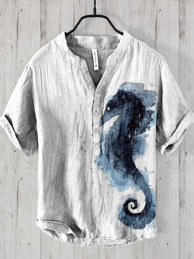 Galaxy Seahorse Art Linen Blend Cozy Shirt