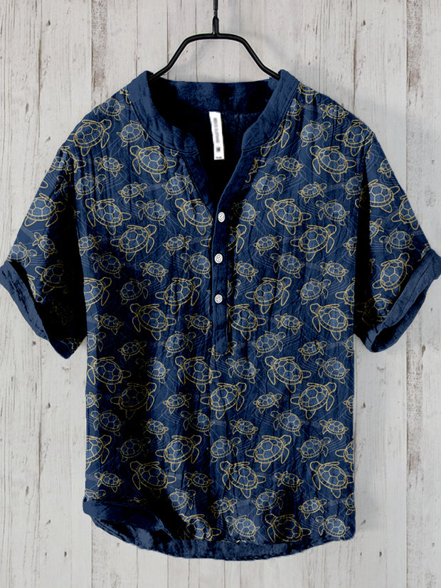 Japanese Pond Turtle Art Linen Blend Shirt