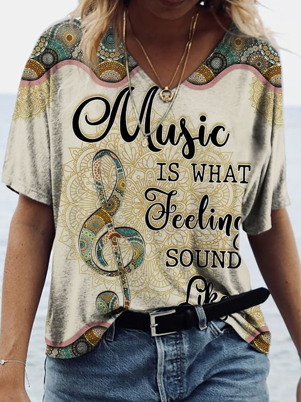 Music Is What Feelings Sound Like V Neck T Shirt