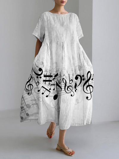 Musical Notes Linen Maxi Dress