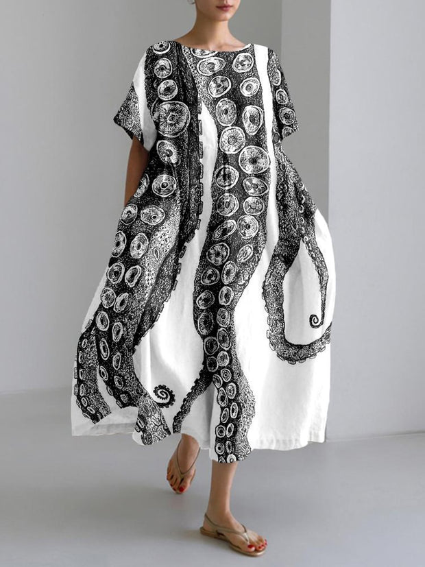 Octopus Tentacles Art Linen Blend Cozy Maxi Dress