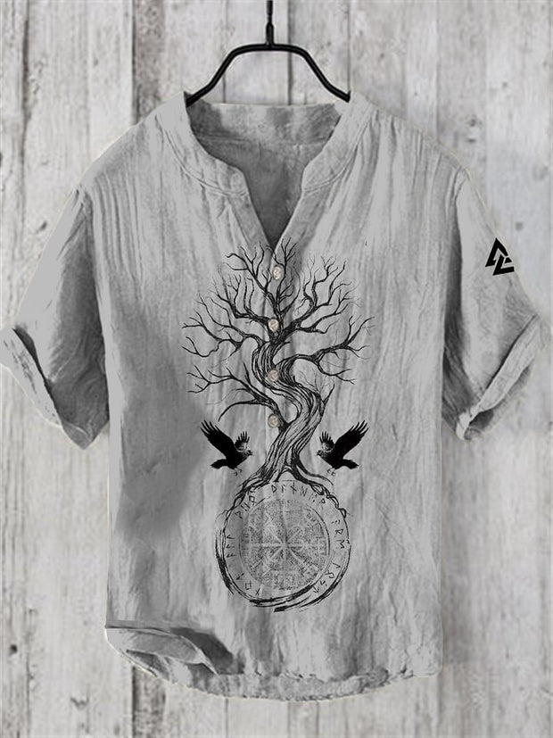 Vintage Viking Art Linen Blend Shirt