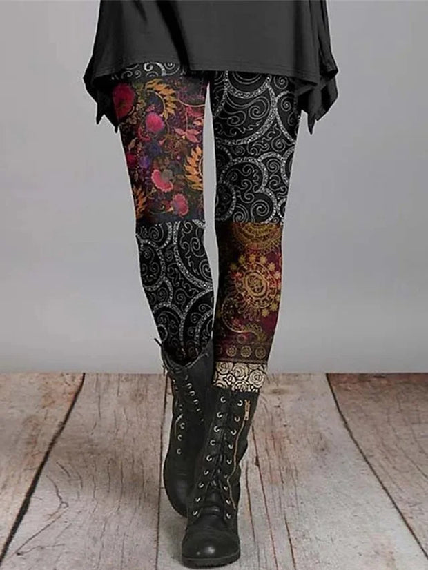 Women's Tights Mid Waist Fashion Vintage Leggings