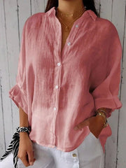 Women's  Cotton & Linen  Casual Tie-back  Shirt