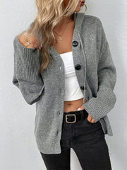 Solid Color V-neck Knitted Cardigan Jacket