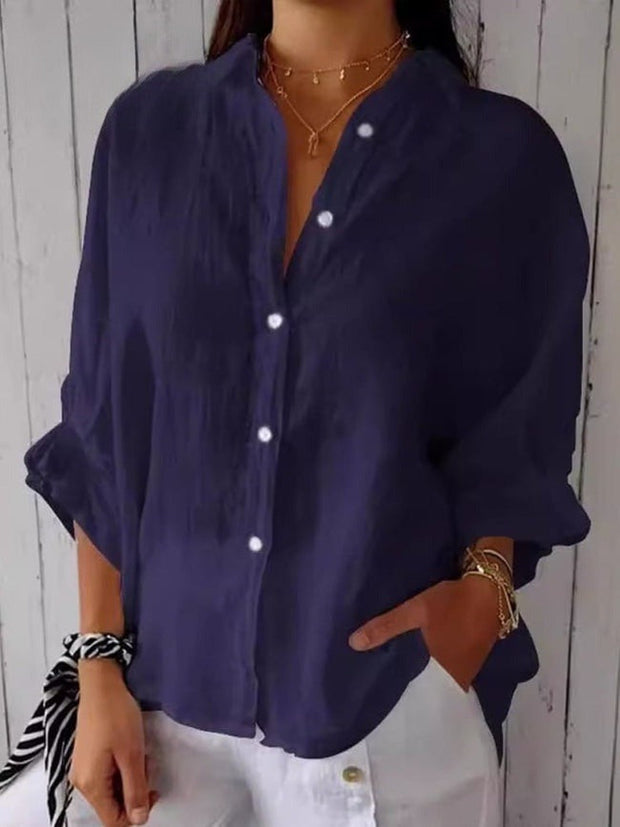 Women's  Cotton & Linen  Casual Tie-back  Shirt