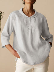 Women's Casual Linen Cotton 3/4 Sleeve Shirt