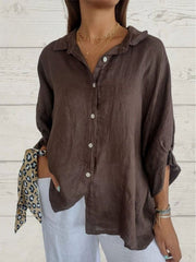 Women's  Cotton & Linen  Casual Tie-back  Shirt