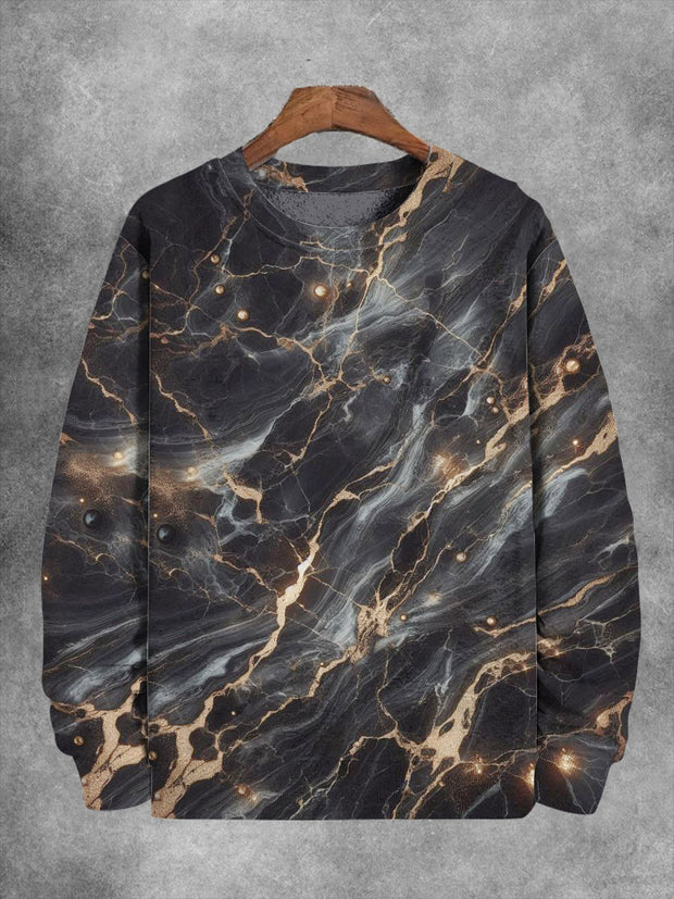 Unisex Marble Print Casual Sweatshirt